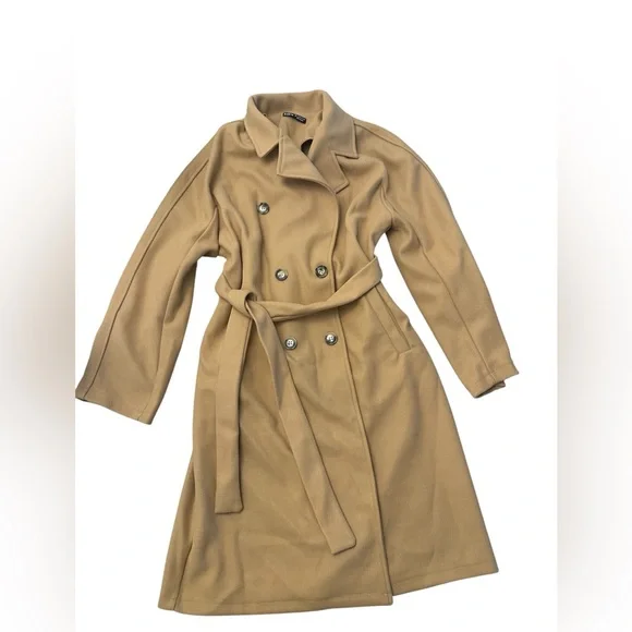 SHEIN Faux Wool Double Breasted Peacoat Trench Coat Womens Large 8/10 NWT - Picture 4 of 11